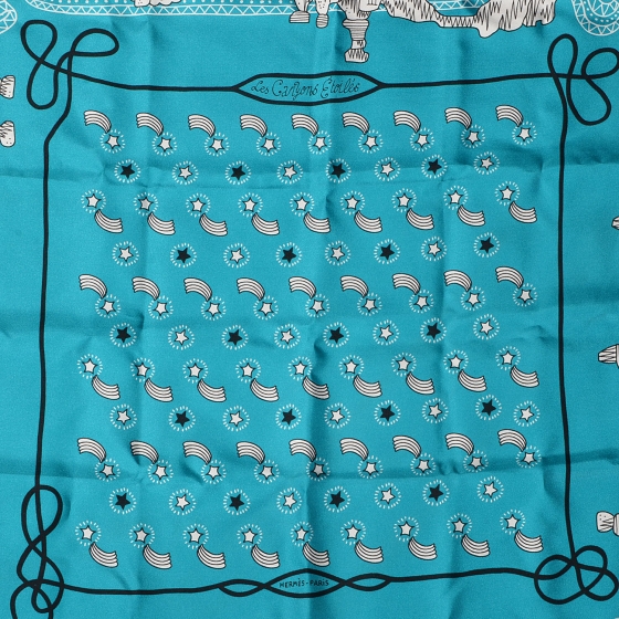 HERMES Silk Les Canyons Etoiles Bandana Scarf 55 81950