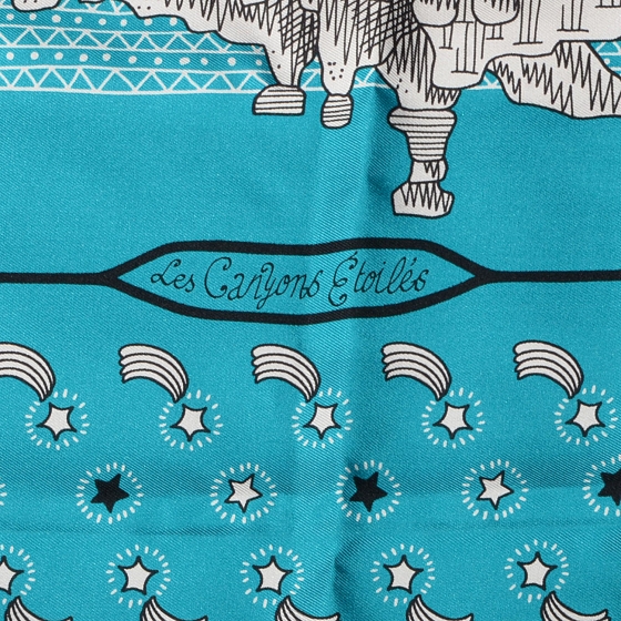 HERMES Silk Les Canyons Etoiles Bandana Scarf 55 81950