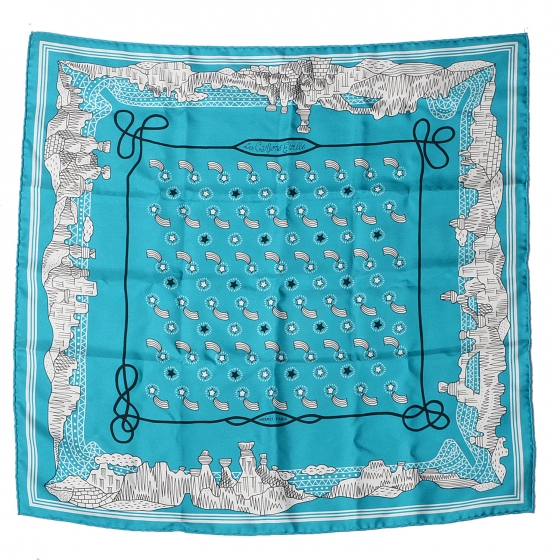 【クラシカル♡】HERMES Les Canyons Etoiles バンダナ HERMES Silk Les Canyons Etoiles Bandana Scarf 55 81950