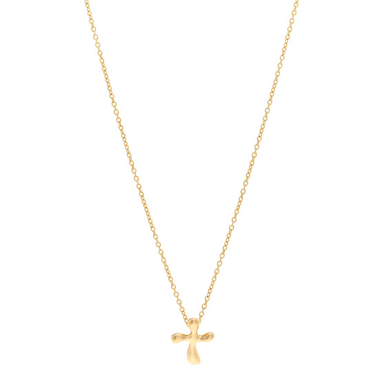 ✅old Tiffany K18YG gold cross necklace TIFFANY 18K Yellow Gold 9mm Elsa Peretti Cross Pendant