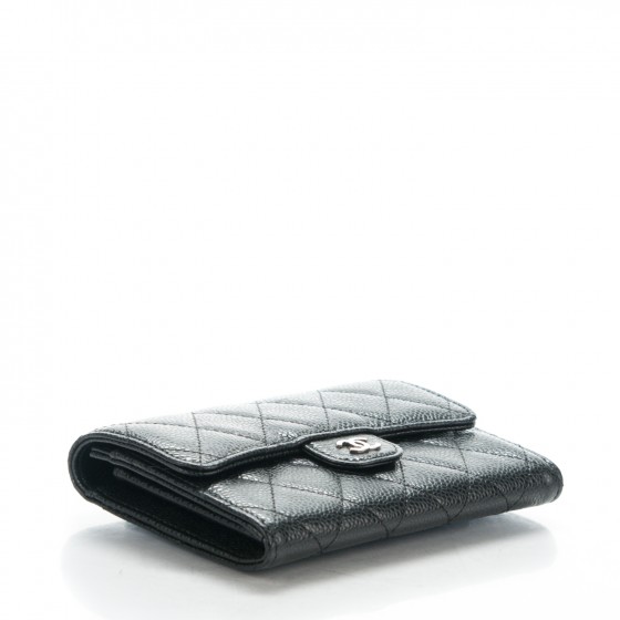 CHANEL Caviar Quilted Small Flap Wallet Black 173662