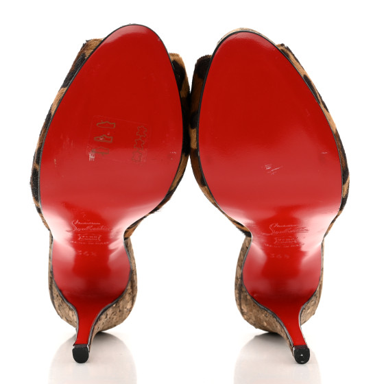充実の品 Hair Pony LOUBOUTIN CHRISTIAN Mule Black Leopard 36.5 靴