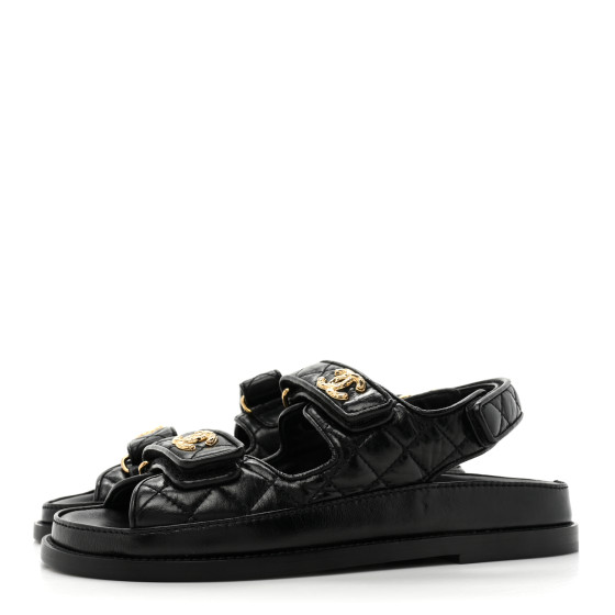 [CHANEL]★Velcro Sandals★Black CHANEL | Shoes | Chanel Velcro Quilted Black On Black Dad