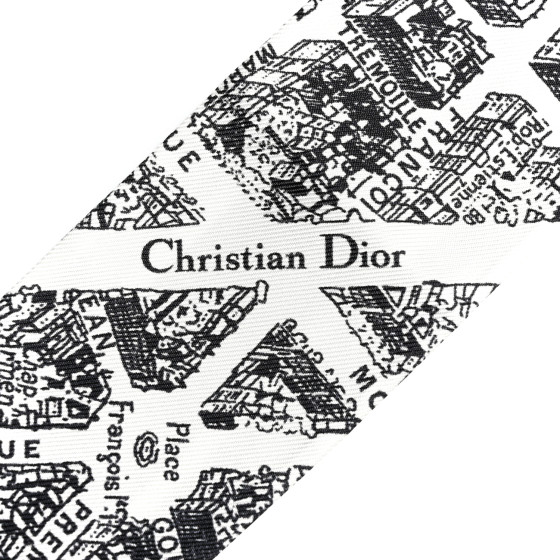 CHRISTIAN DIOR Silk Plan De Paris Mitzah Scarf White Black