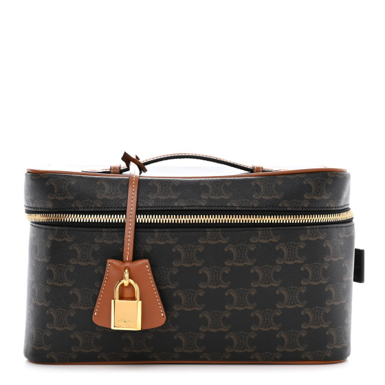 ◆Celine◆ VANITY CASE IN TRIOMPHE CANVAS AND CALFSKIN MINI VANITY CASE IN TRIOMPHE CANVAS AND CALFSKIN - TAN | CELINE