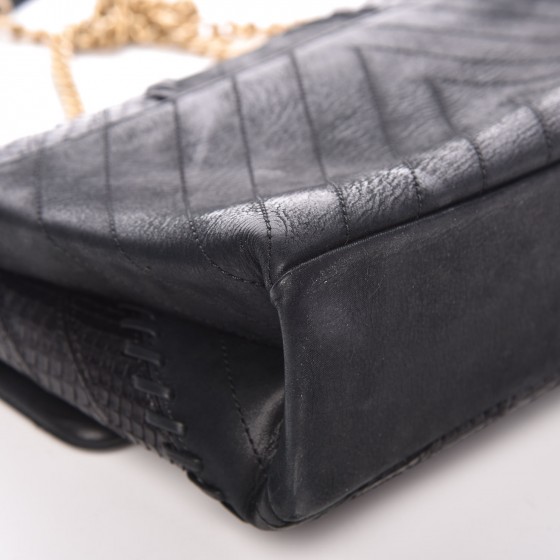 CHANEL Iridescent Calfskin Python Patchwork Chevron Medium