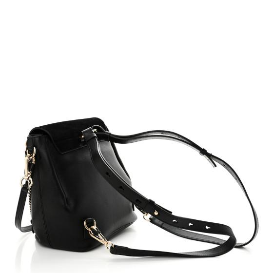 CHLOE Suede Calfskin Small Faye Backpack Black 1586737