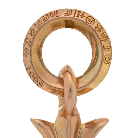 ❀クロム❀ CHROME HEARTS 22K Yellow Gold Diamond Tiny CH Cross Pendant