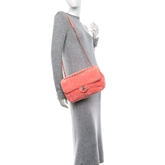 CHANEL Lambskin Calfskin Mixed Fibers Quilted Medium Flap Orange