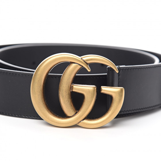 GUCCI Calfskin Double G 40mm Belt 85 34 Black 523799