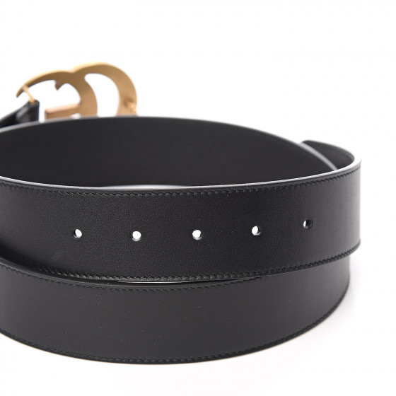 GUCCI Calfskin Double G 40mm Belt 85 34 Black 523799