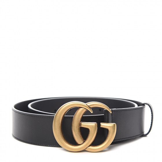 GUCCI Calfskin Double G 40mm Belt 85 34 Black 523799
