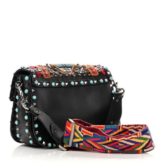 VALENTINO GARAVANI Calfskin Embroidered Medium Guitar Strap