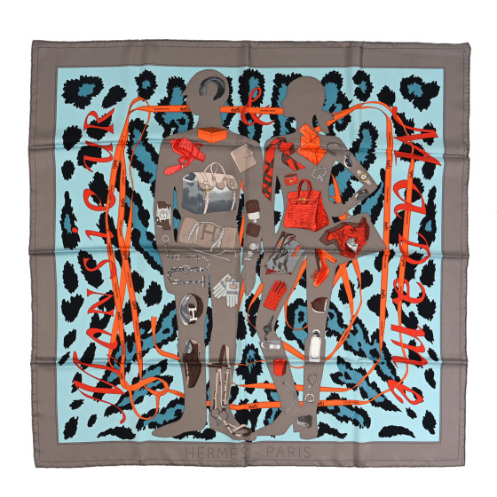 HERMES Silk Monsieur et Madame II Scarf 90 1198301