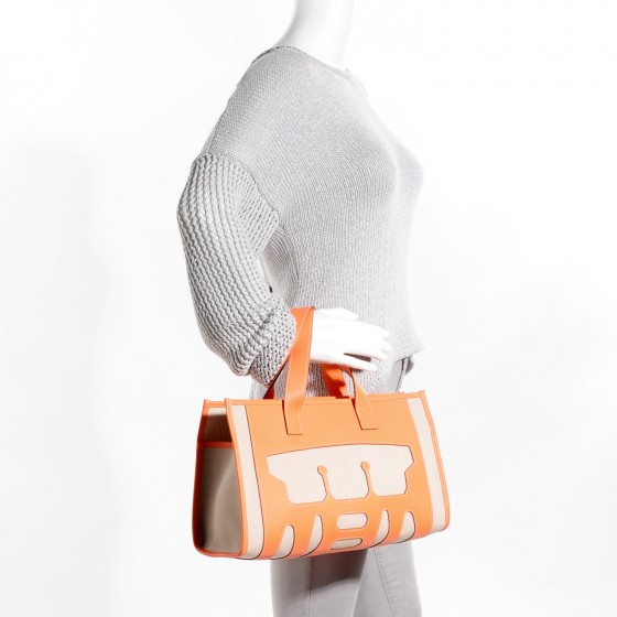 HERMES Swift Toile Petit H Decoupe Basse PM Skeleton Tote