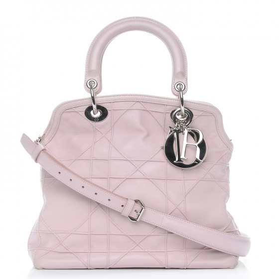 CHRISTIAN DIOR Lambskin Cannage Medium Granville Tote Pink