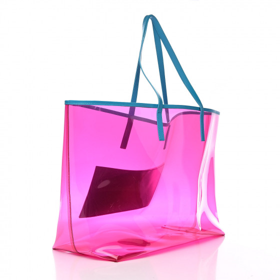 VERSACE 90s ロコ ウエストハント リフ フリフ 【関税込】 VERSACE Vinyl Calfskin 90s Logo Tote Pink Blue 572561