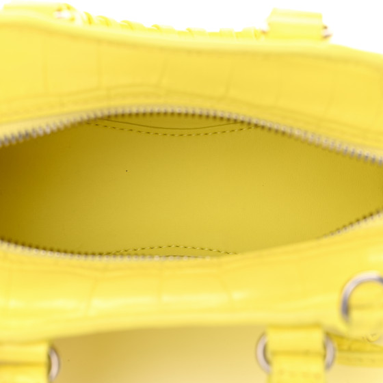 BALENCIAGA Calfskin Crocodile Embossed Neo Classic Hardware