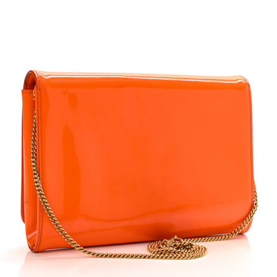 VERSACE Patent Palazzo Medusa Chain Evening Bag Orange