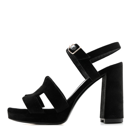 HERMES Velvet Jazz 90 Sandals 39 Black 1514053 | FASHIONPHILE