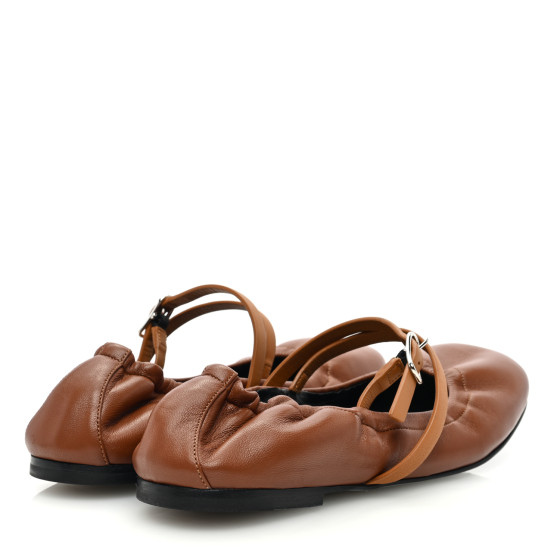 HERMES Nappa Calfskin Jolly Ballerina Flats 38.5 Gold