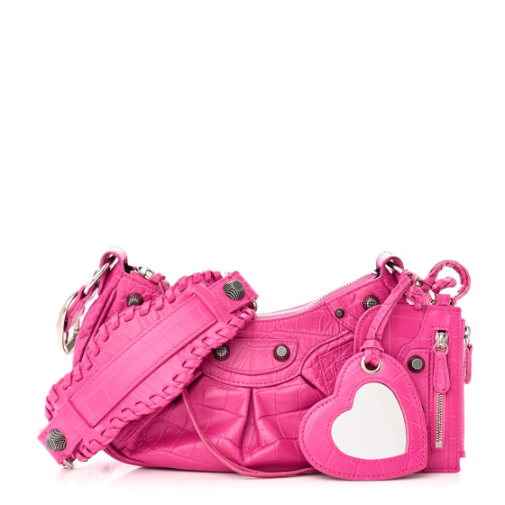 BALENCIAGA Extra Supple Calfskin Crocodile Embossed XS Le