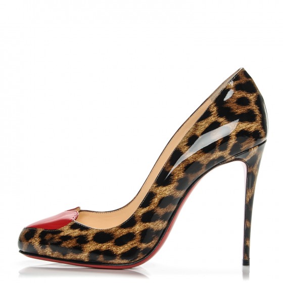 CHRISTIAN LOUBOUTIN Patent Leopard Doracora 100 Pumps 39