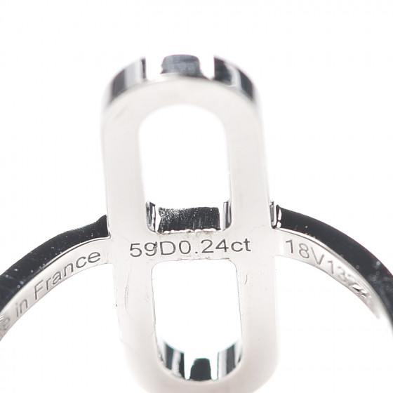 HERMES 18K White Gold Diamond Ever Chaine d'Ancre Ring 51