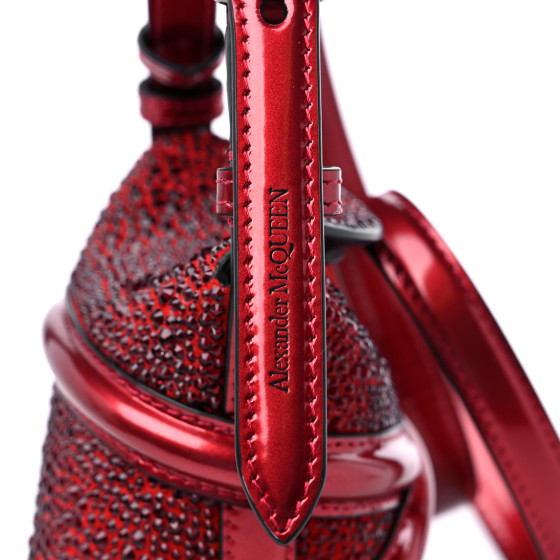 【Alexander McQUEEN】マイクロポーリングクロスバック ALEXANDER MCQUEEN Metallic Calfskin Crystal Micro Curve