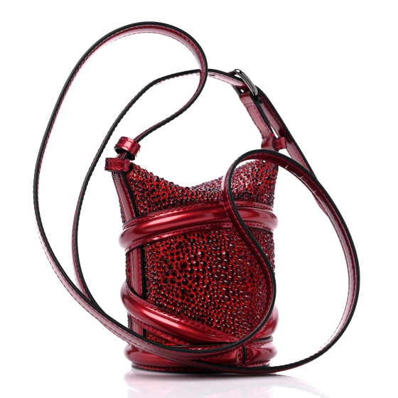 【Alexander McQUEEN】マイクロポーリングクロスバック ALEXANDER MCQUEEN Metallic Calfskin Crystal Micro Curve