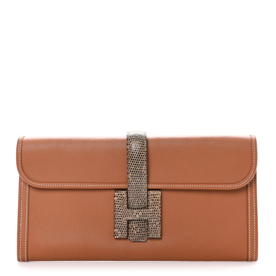 HERMES(エルメス)- Jige Elan(ジジェエラン)ゴールド HERMES Swift Lizard Jige Elan Touch 29 Clutch Gold Ombre