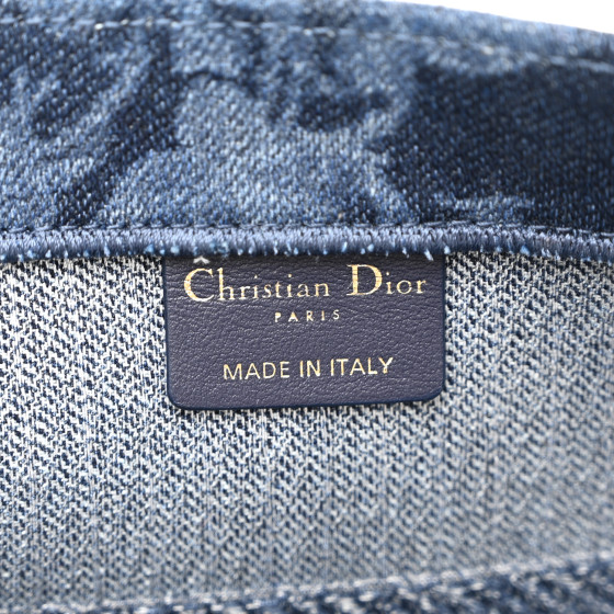 CHRISTIAN DIOR Denim Flowers Embroidered Medium Book Tote