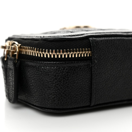 CHANEL Caviar Chevron Quilted Mini Boy Clutch With Chain