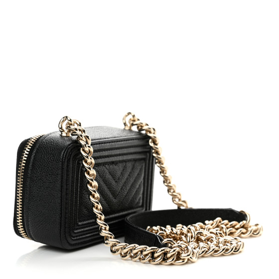 ショルダーバッグ・ポシェット × ヴィンテージ(中古) Chanel Caviar Boy WOC Mini Crossbody Bag Boy Mini Woc Quilted Caviar (RFID) Black/Gold