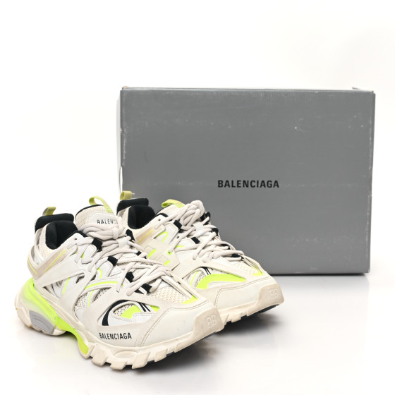 BALENCIAGA Mesh Worn Out Mens Track Sneakers 39 White Fluo