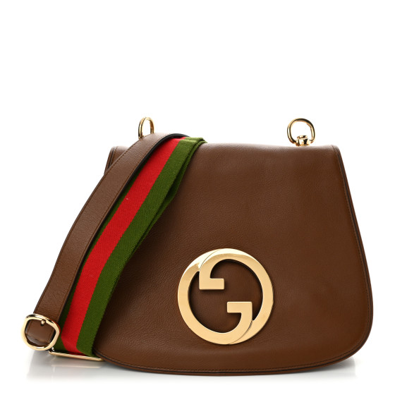 GUCCI Roxy Calfskin Web Medium Blondie Shoulder Flap Bag