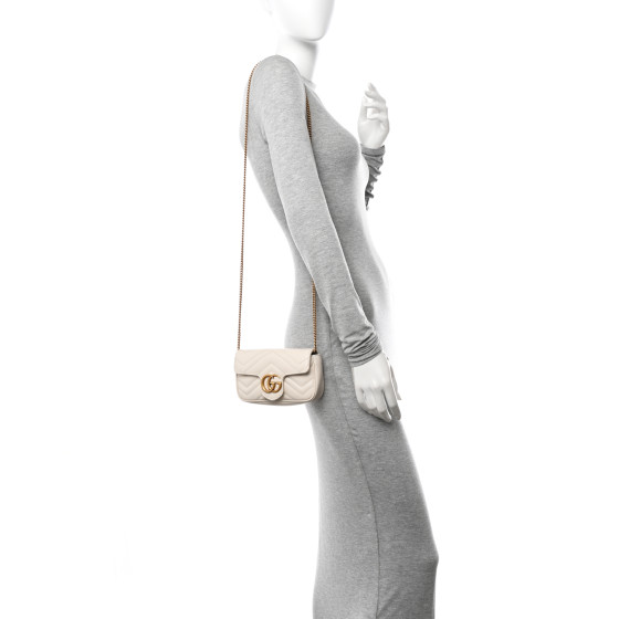 GUCCI Calfskin Matelasse Super Mini GG Marmont Shoulder Bag