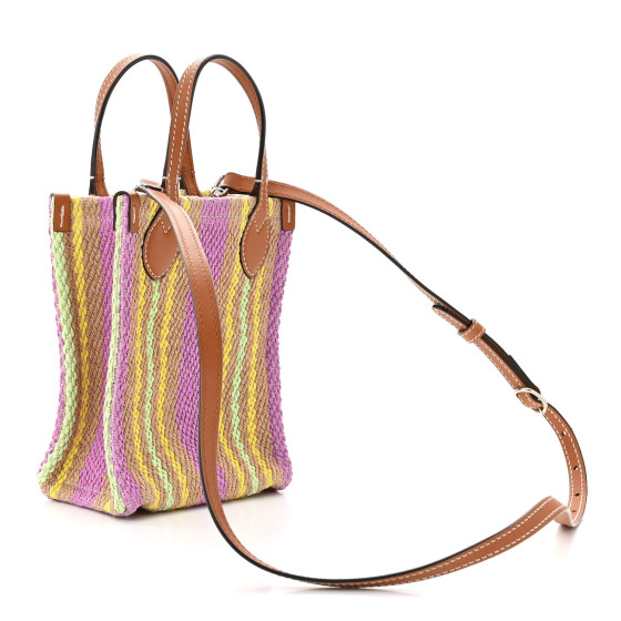 GUCCI Calfskin Jute Logo Embroidered Super Mini Vertical