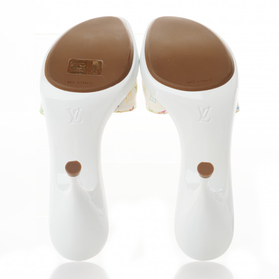LOUIS VUITTON Monogram Multicolor Sandal Mule 35 White