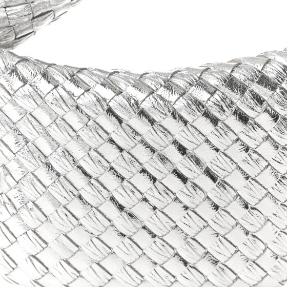 BOTTEGA VENETA Metallic Nappa Intrecciato Mini Jodie Silver