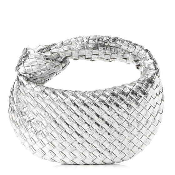 BOTTEGA VENETA Metallic Nappa Intrecciato Mini Jodie Silver
