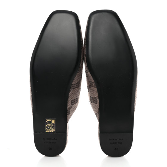 BALENCIAGA Jacquard BB Monogram Mens Cosy Mules 40 Dark Mink