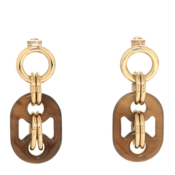 HERMES Permabrass Buffalo Horn Earrings Gold 1205056 | FASHIONPHILE