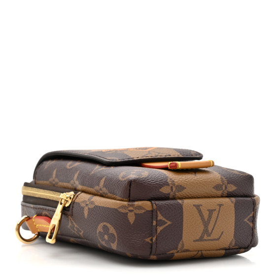 Louis Vuitton ダブル フォンポーチ_Monogram Louis Vuitton Virgil Abloh NIGO Brown Monogram Striped
