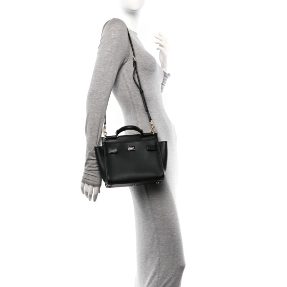 DOLCE & GABBANA Calfskin Small Sicily 62 Soft Bag Black