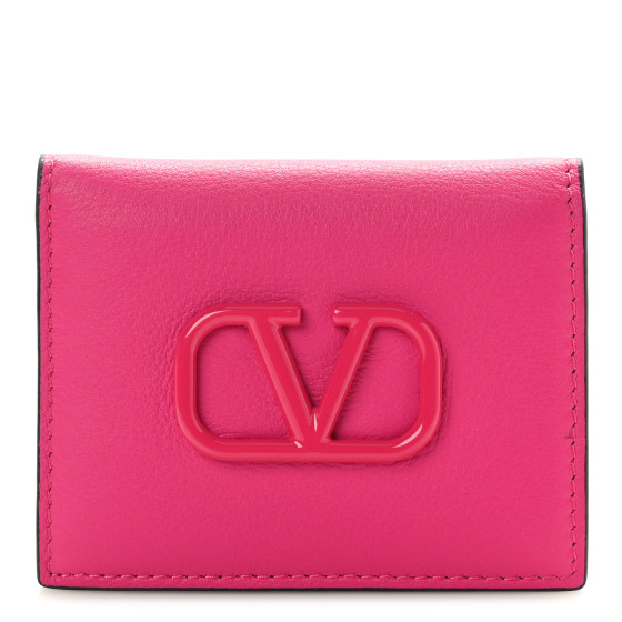 折りたたみ財布 Valentino Garavani Pastel Pink Leather Vlogo Wallet Valentino Garavani Pastel leather vlogo wallet | The Fashion