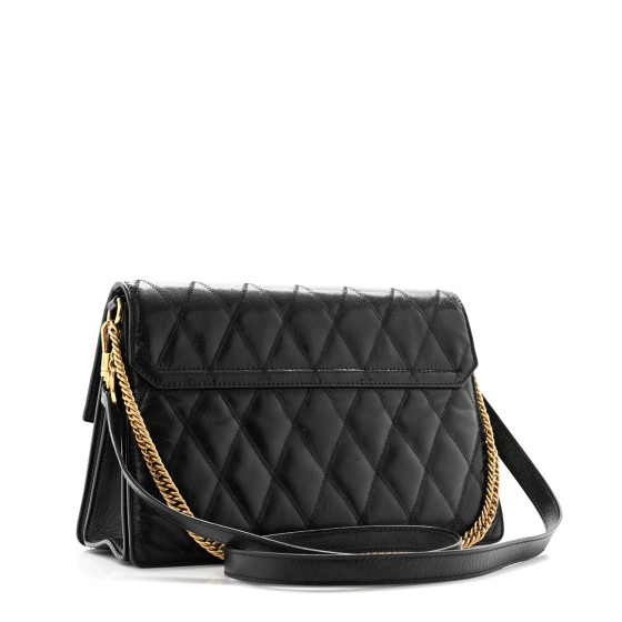 GIVENCHY Goatskin Quilted Medium GV3 Shoulder Bag Black