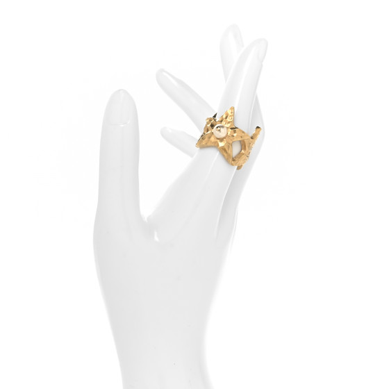 CHRISTIAN DIOR Metal Pearl Sea Garden Ring L 49/5 Gold