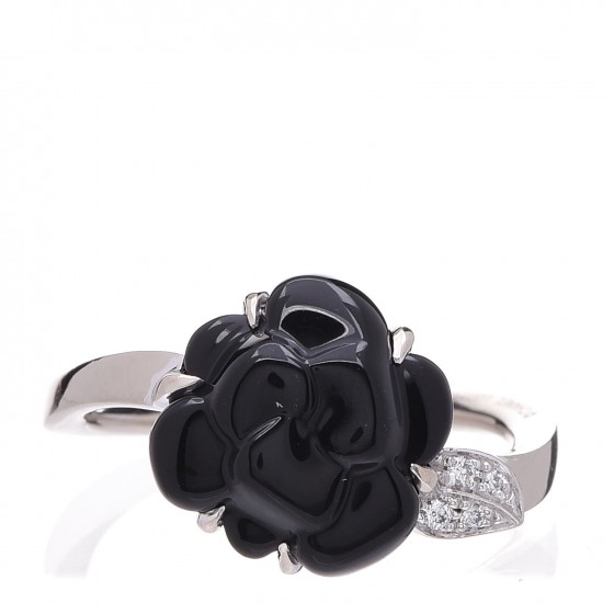 CHANEL  カメリア Chanel Camellia White Gold Diamond Ring Sz 5 1/4 – Opulent