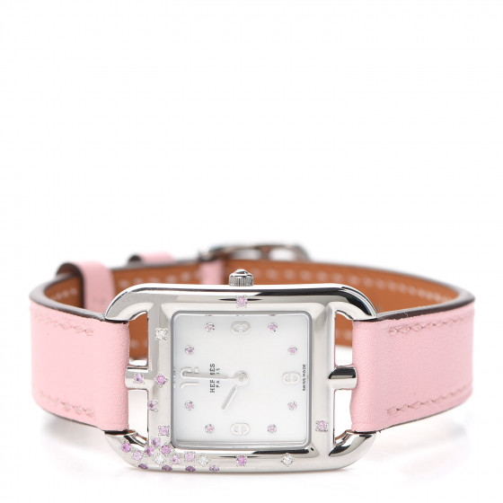 ROSE HERMES 未使用 HERMES Stainless Steel Swift Diamond Pink Sapphire Mother of